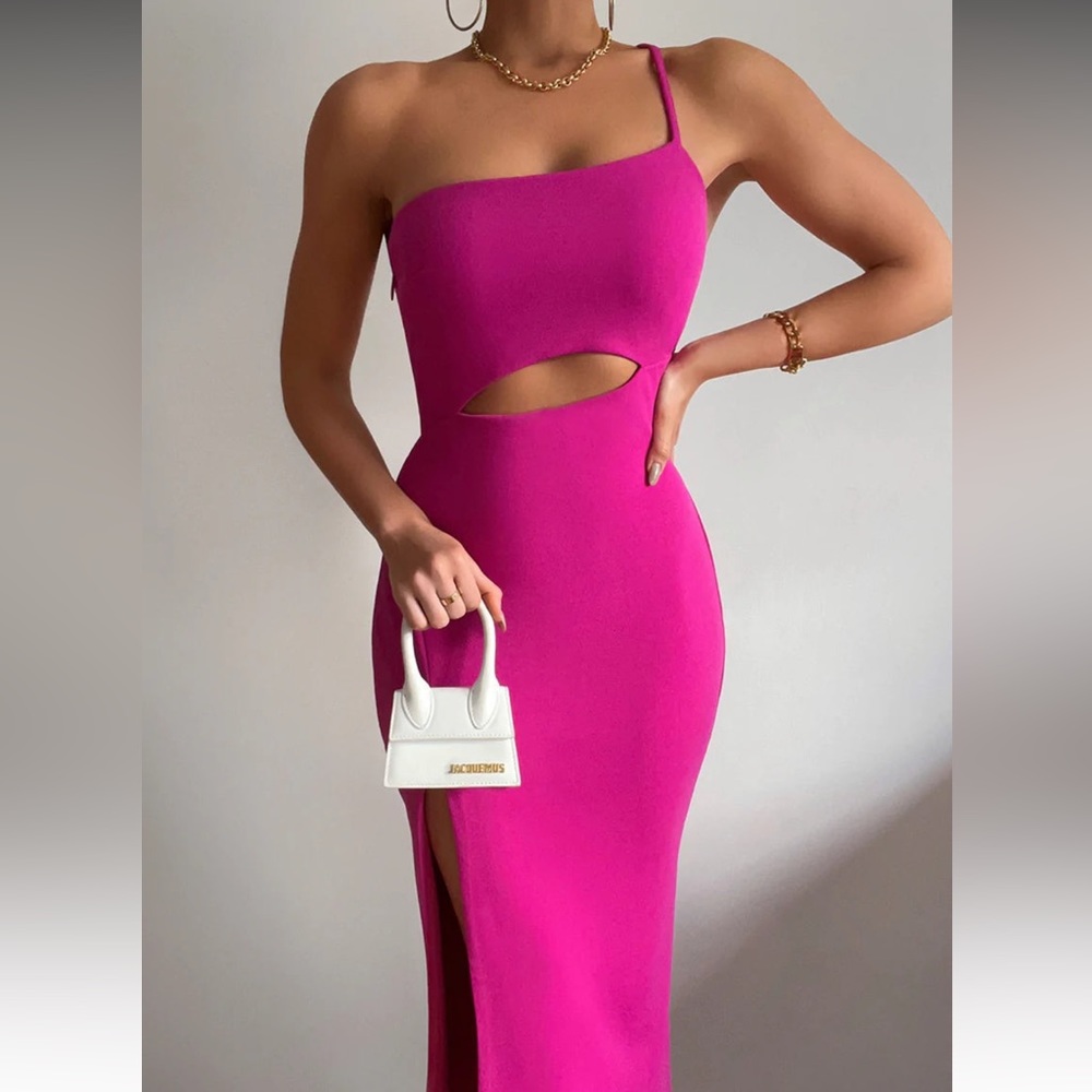 Sexy Pink Cutout Midi Dress Miami